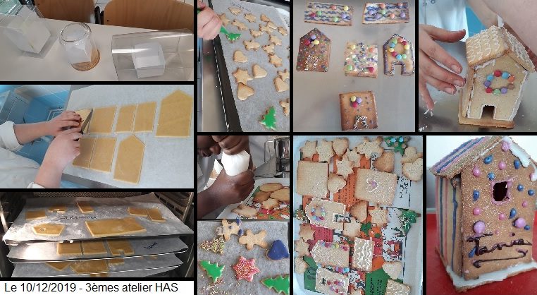 Etapes de réalisation des maisons en biscuits en atelier HAS